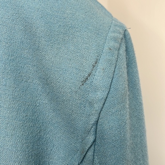 Vtg Plaid Reversible Women's Medium Trench Coat Robin Egg Blue Rockabilly Retro - Picture 11 of 15